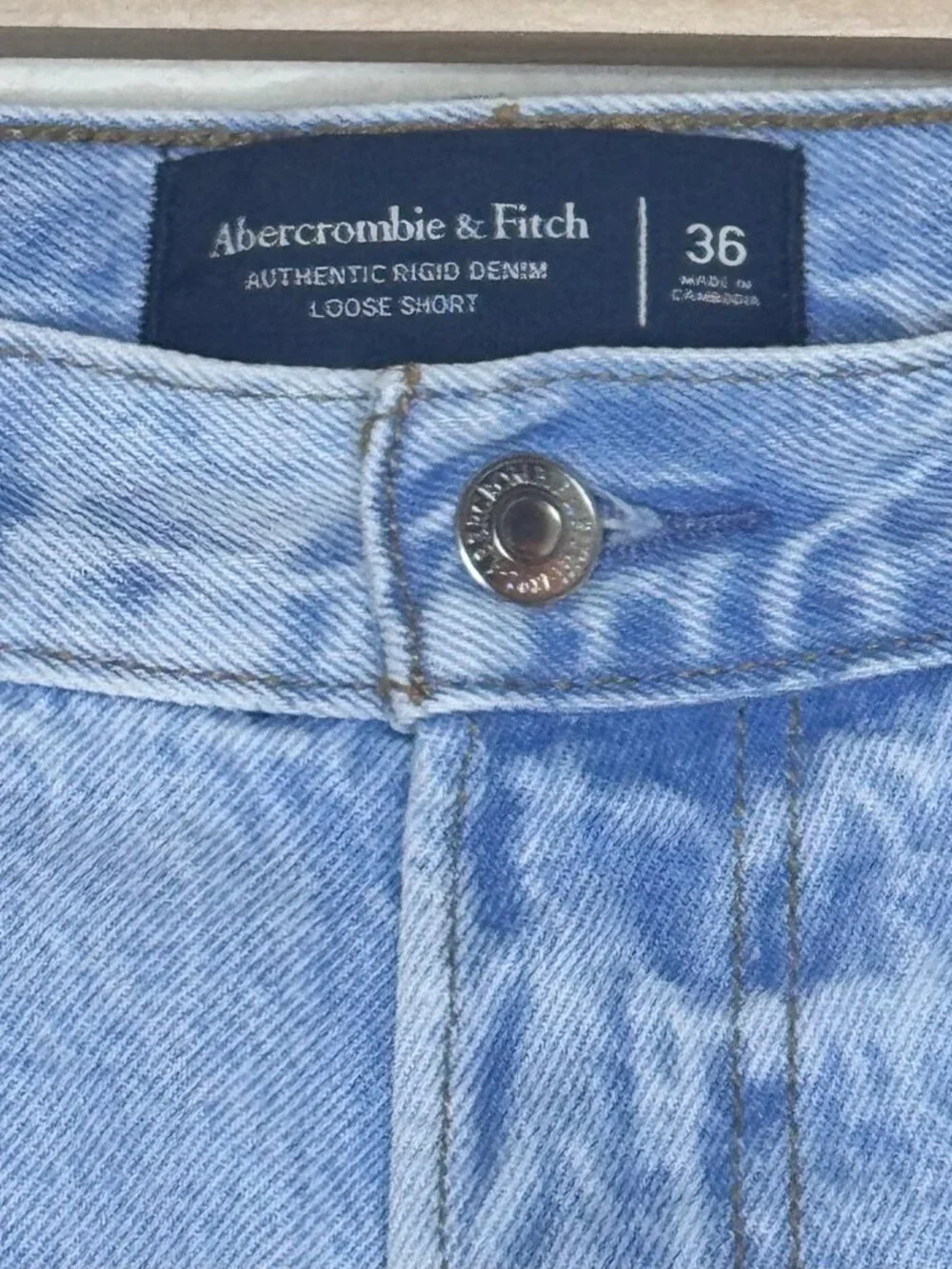 Abercrombie & Fitch Men’s Light Wash Denim Shorts Loose Fit Size 36